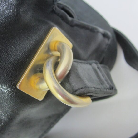 Vtg Americana By Sharif Black Glove Leather Shoulder Cross Body Bag Minimalist - Picture 15 of 15